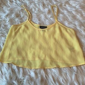 Women’s Bright Yellow Topshop Cropped Shirt Size 2